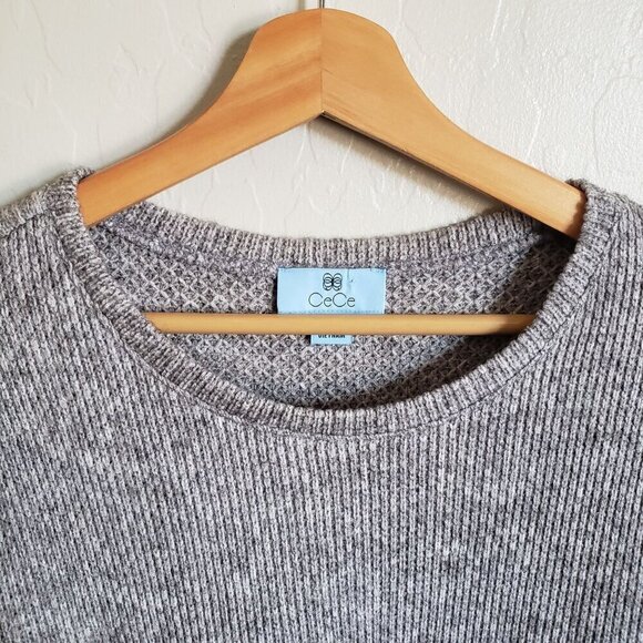 CeCe Puff Sleeve Knit Peplum Sweater Silver Heather Grey Size Womens 2X Plus NEW - Picture 8 of 12